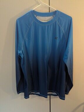 EZrun Men's Blue Ombre Long-Sleeve Swim Shirt XL NWT